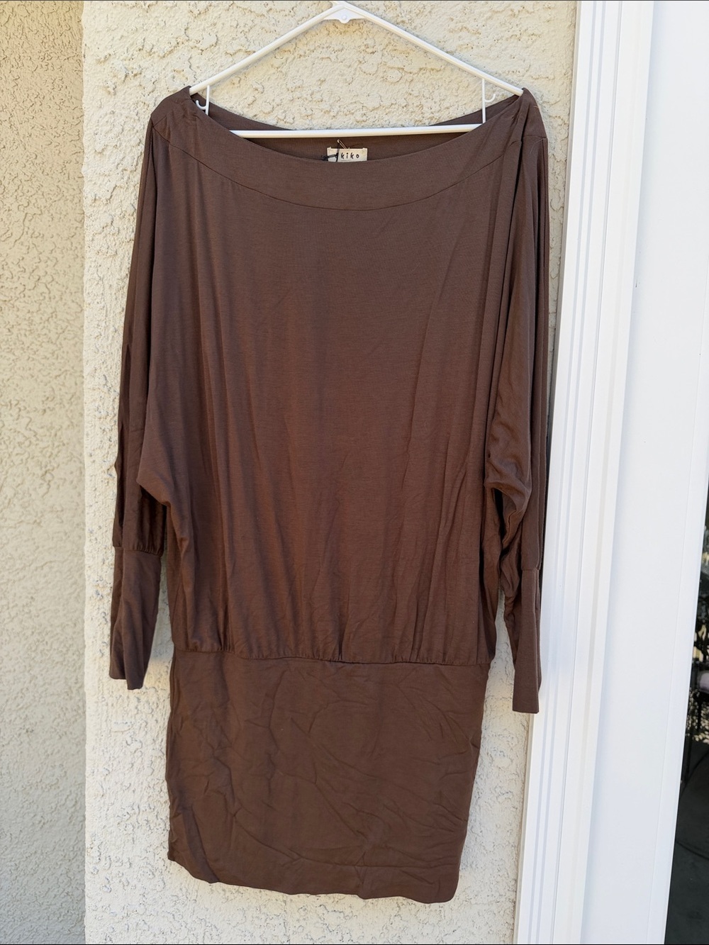 Akiko Women's Brown Long Sleeve Popover Tunic Dress Size L NWT
